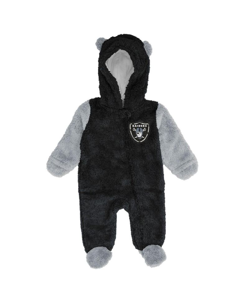 Baby Boys and Girls Black Las Vegas Raiders Stay Napping Fleece Bunting Full-Zip Sleeper