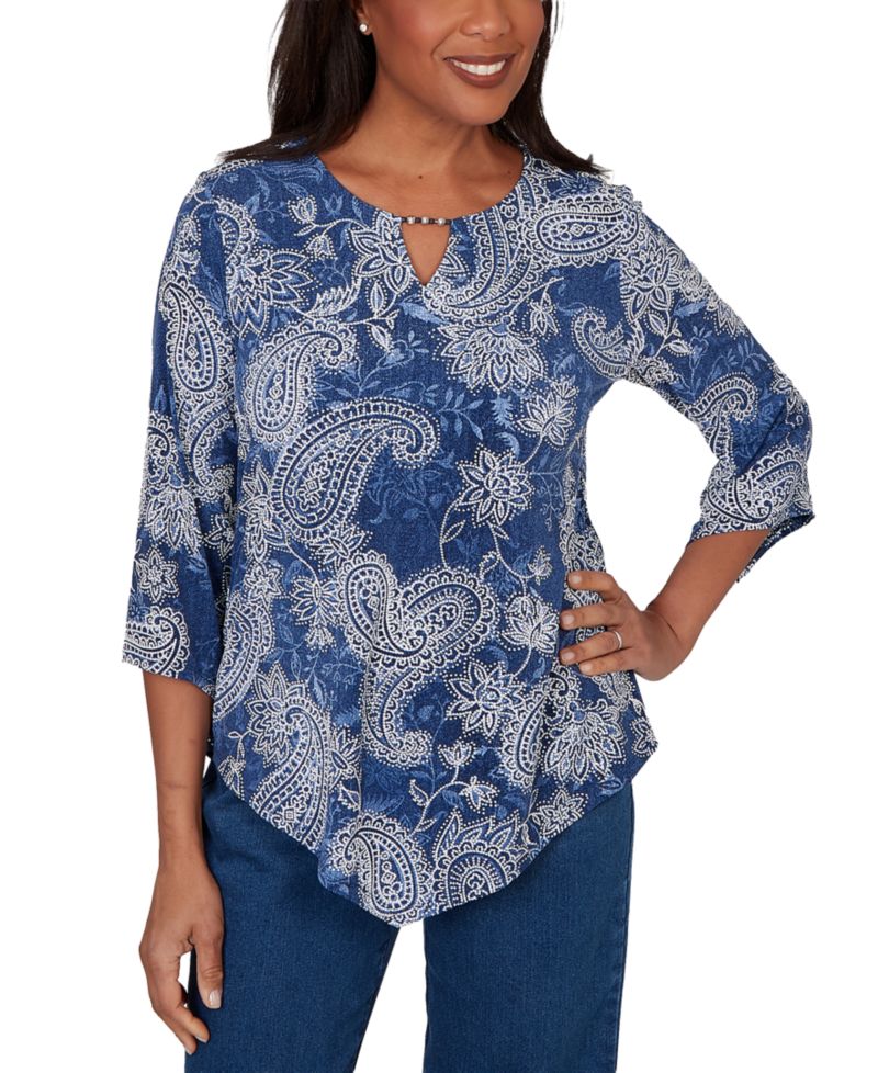 Petite Paisley Puff Printed Top