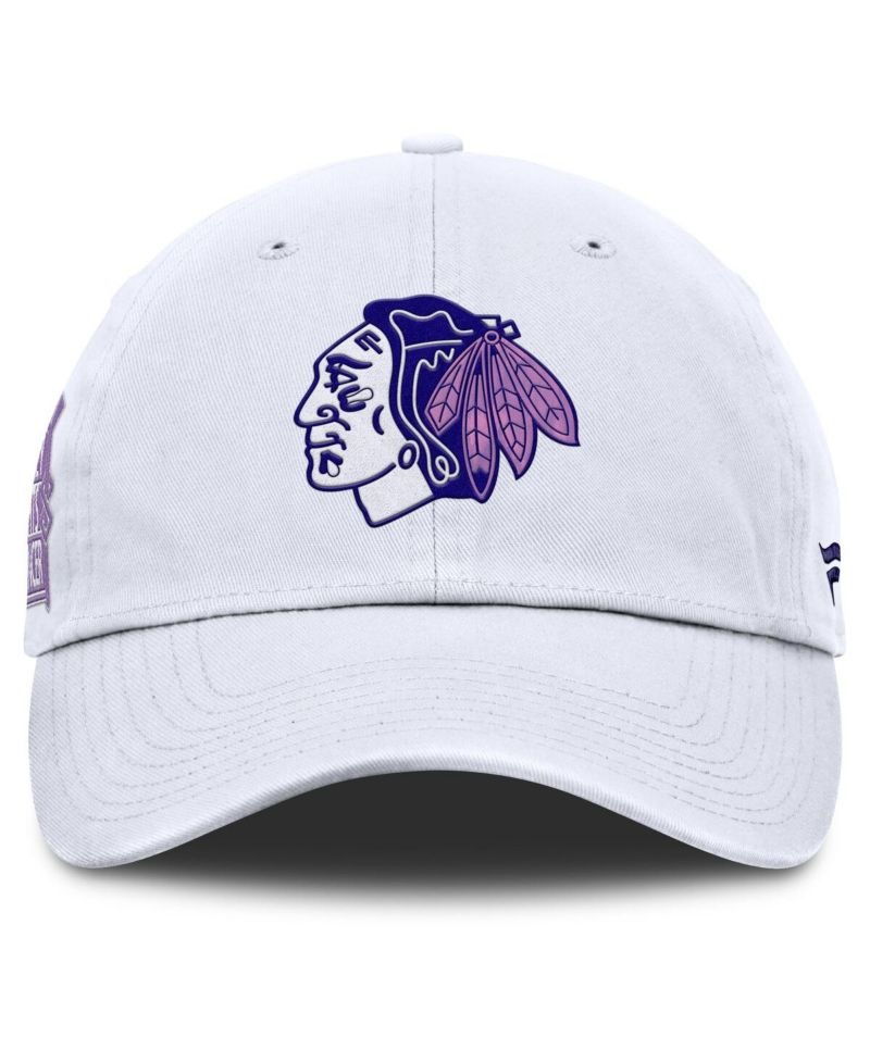 Men's White Chicago Blackhawks Authentic Pro Hockey Fights Cancer Adjustable Hat