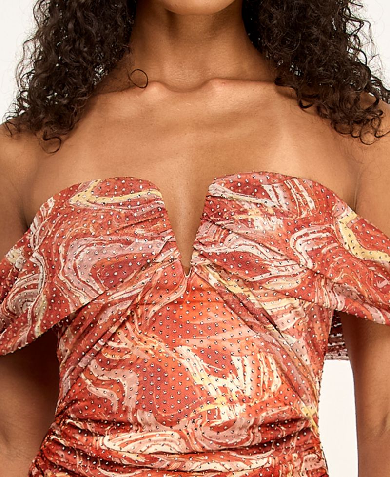 Juniors' Embellished Off-The-Shoulder Dress