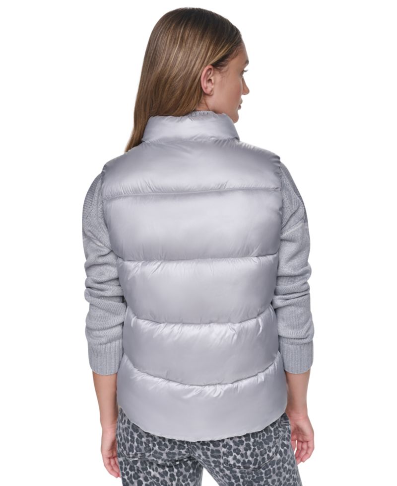 Women's Mock-Neck Puffer Vest with Logo Applique