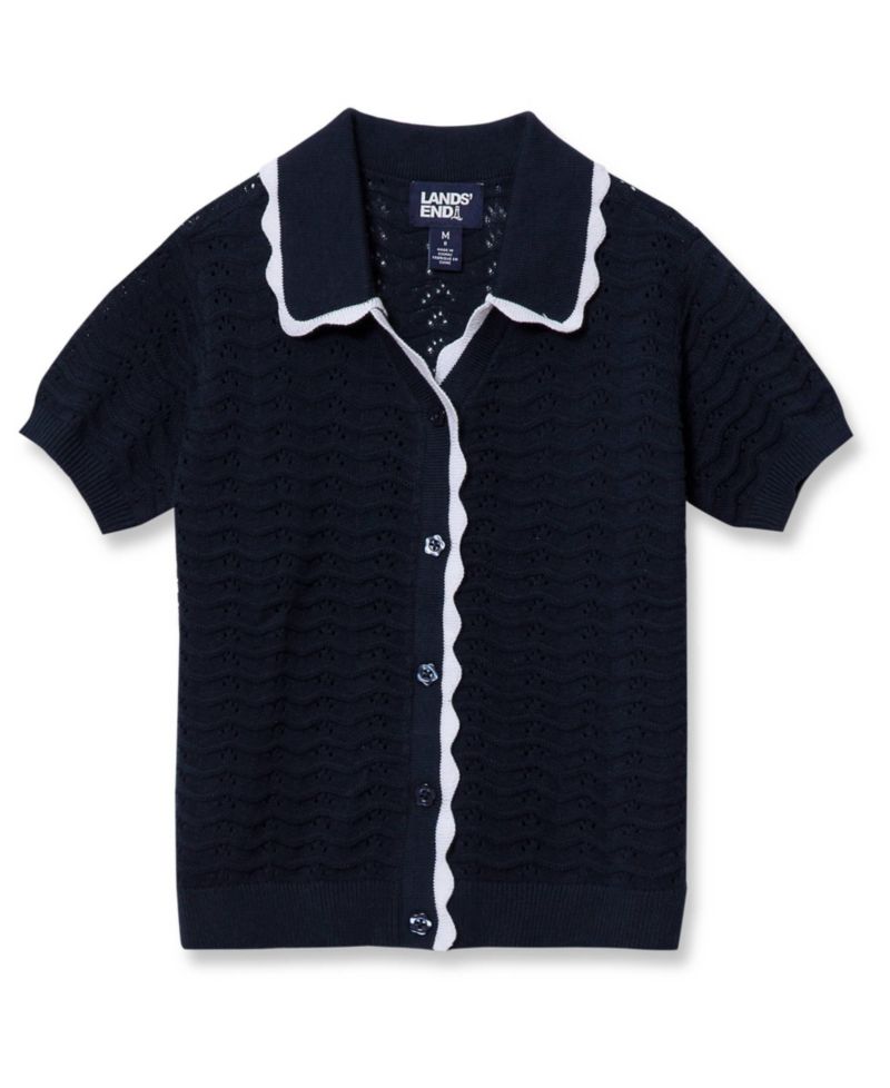 Little And Big Girls Short Sleeve Collared Sweater