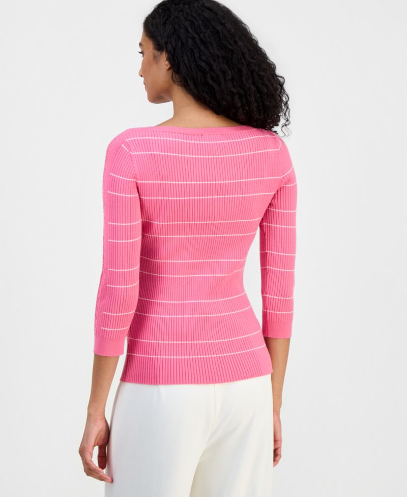 Women's Ribbed Boat-Neck Sweater
