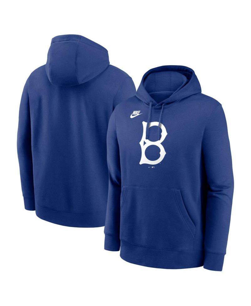 Men's Royal Brooklyn Dodgers Cooperstown Collection Logo Club Pullover Hoodie