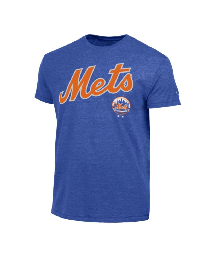 Men's Royal New York Mets Cooperstown Wordmark Lockup Tri-Blend T-Shirt