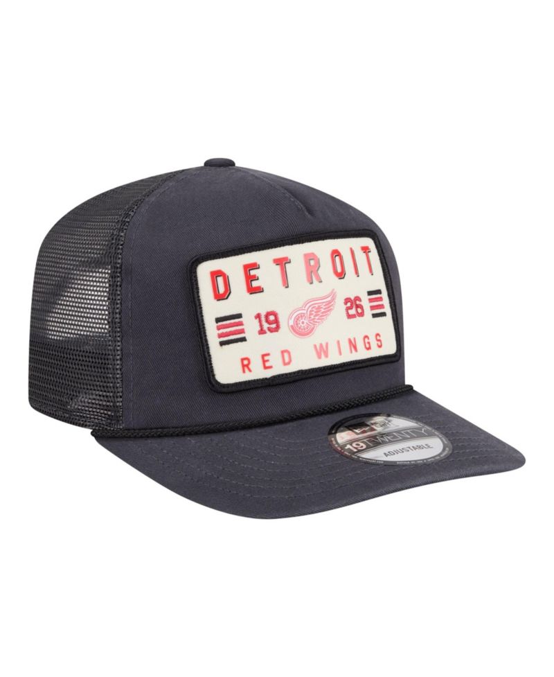 Men's Charcoal Detroit Red Wings Washed Patch 19TWENTY Trucker Adjustable Hat