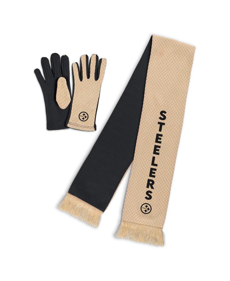 Women's Pittsburgh Steelers Tonal Microcheck Scarf Glove Set