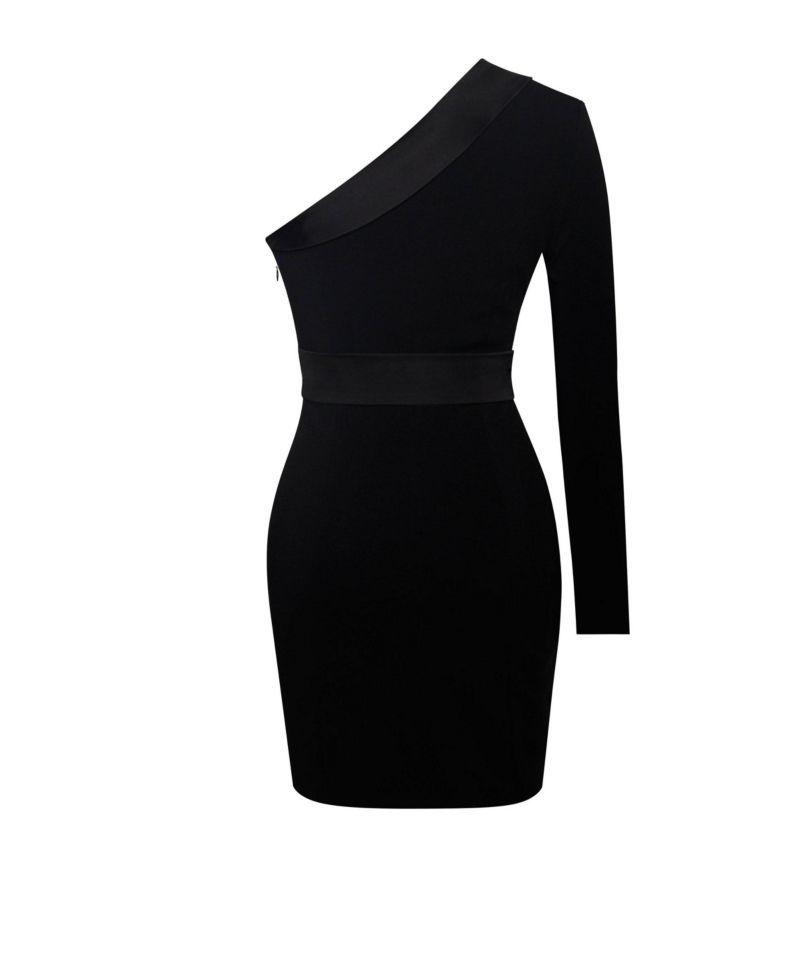 Women's Silver Night Black Sequin Crepe Tuxedo Blazer Dress