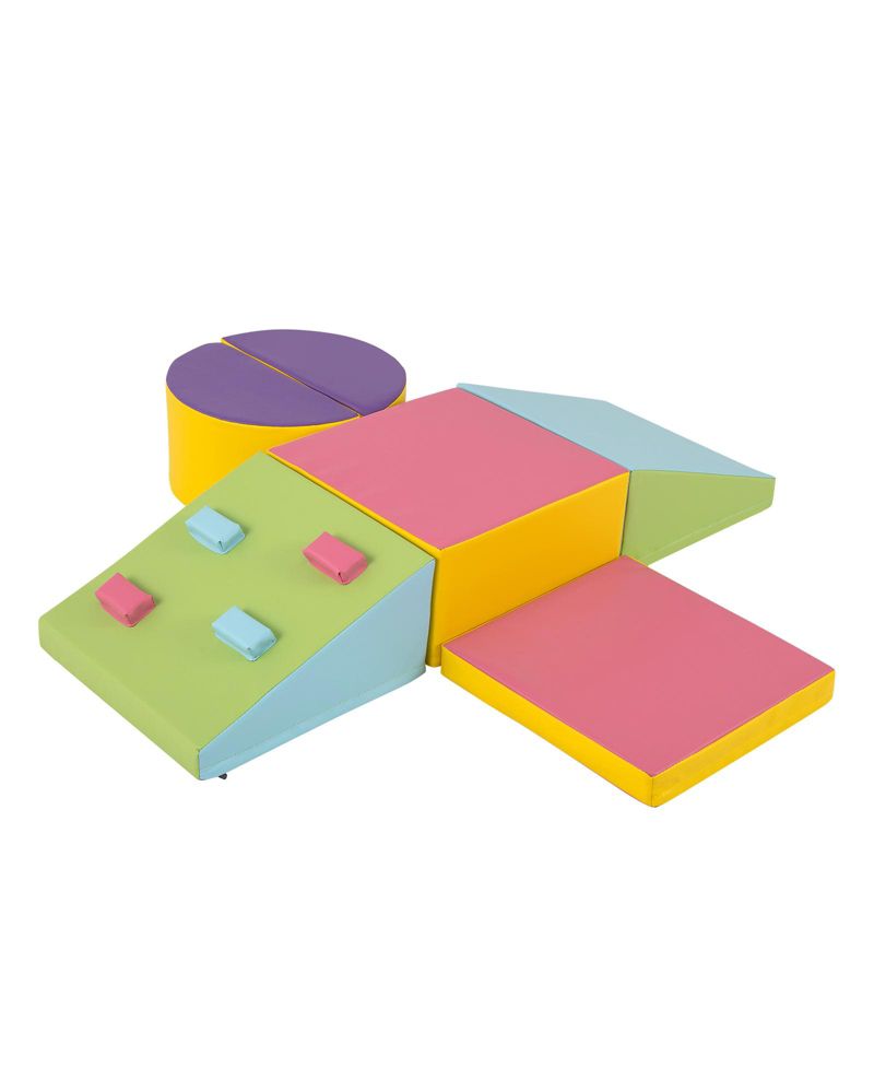 6-Piece Toddler Soft Play Set with Climbing Triangle & Ramp
