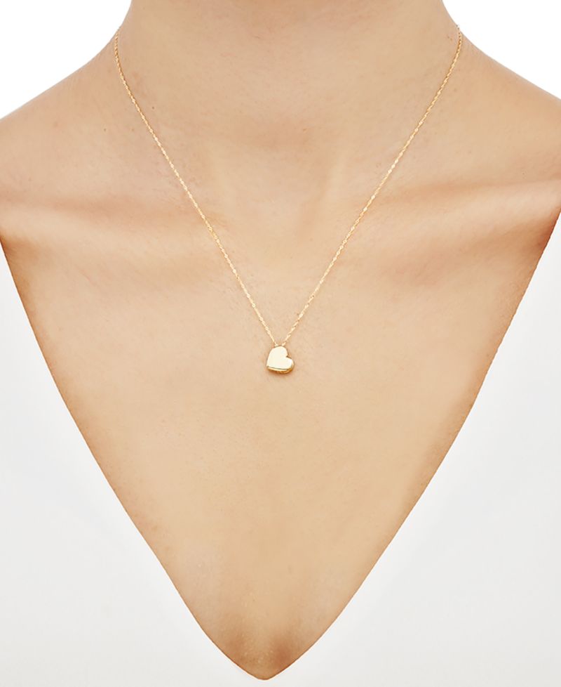 Polished Heart 17" Pendant Necklace in 10k Gold