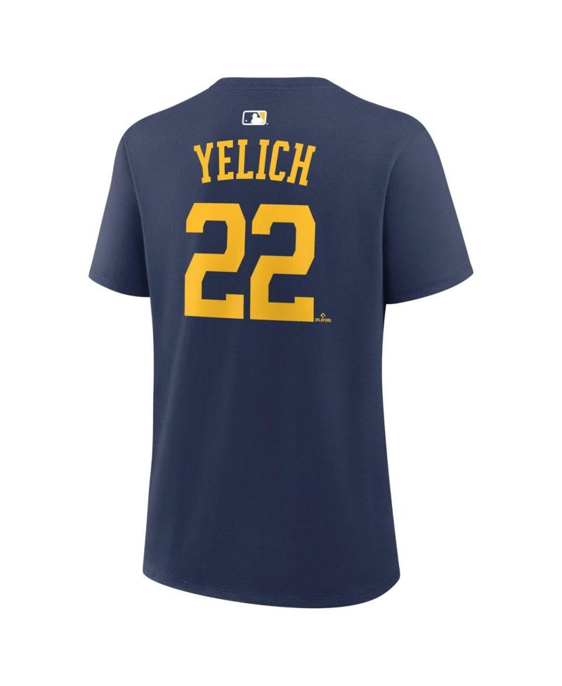 Women's Christian Yelich Navy Milwaukee Brewers Name and Number T-Shirt