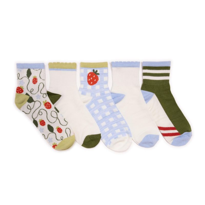 Women's Quarter Crew Novelty Socks, 5 Pair Pack