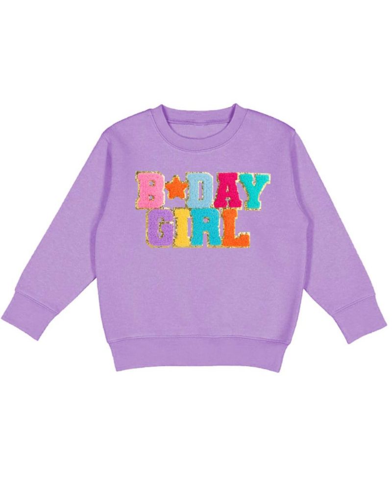 Little and Big Girls Birthday Girl Patch Sweatshirt