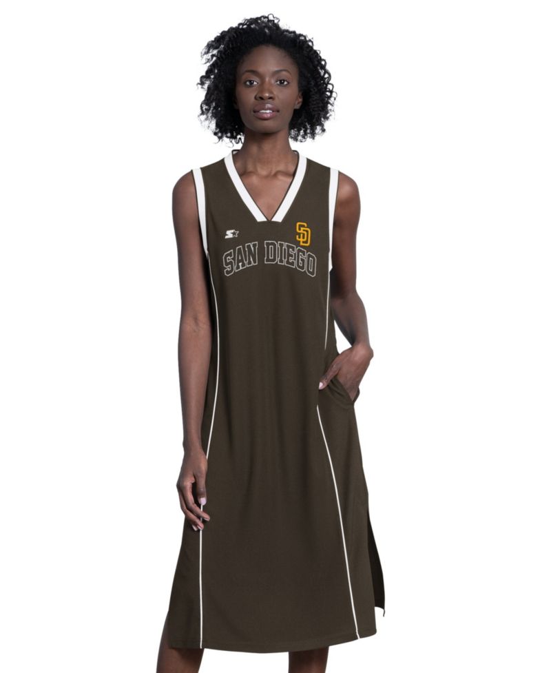 Women's Brown San Diego Padres Line Up Sneaker Sleeveless Maxi Dress