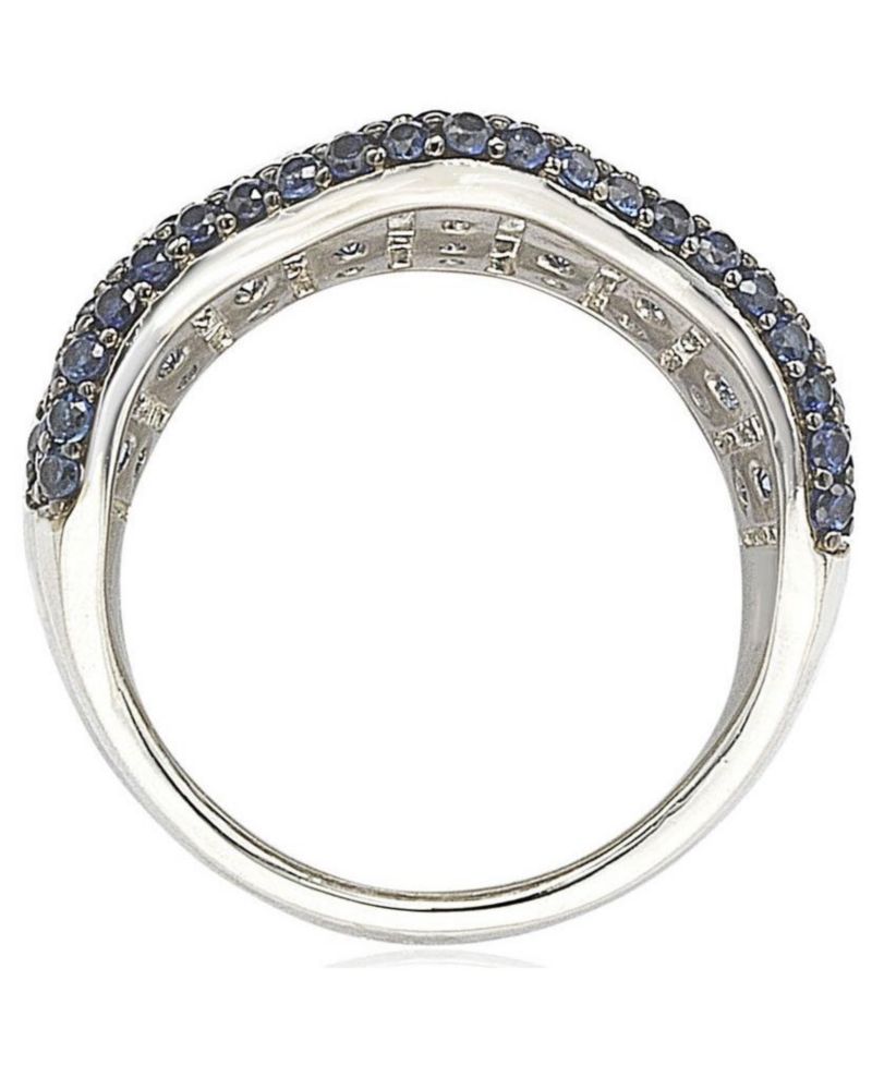 Suzy Levian Sterling Sapphire Crossing Ring