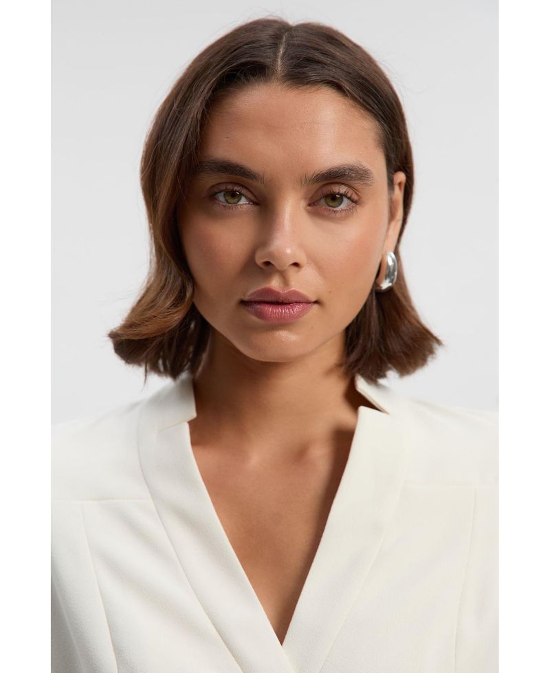 Women's Crepe Buckle Waist Midi Shirt Dress
