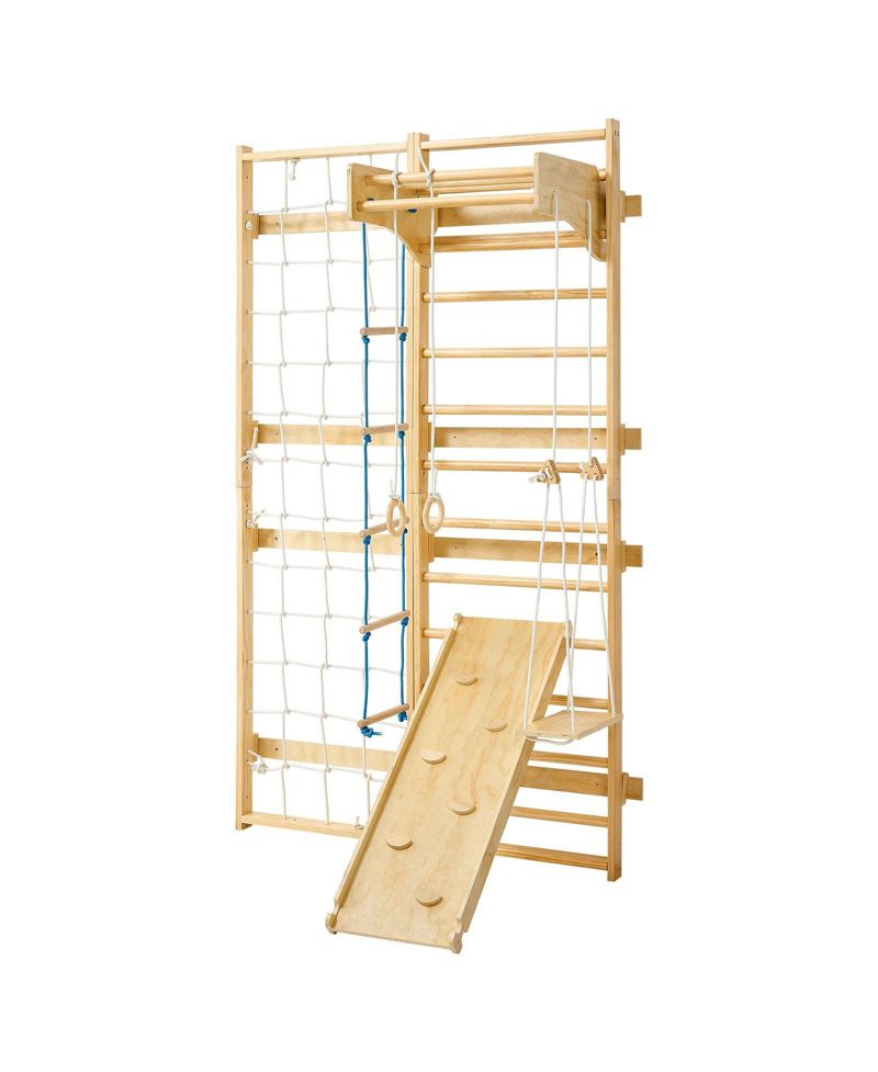 8 in 1 Swedish Ladder Wall Gym with Slide and Swing