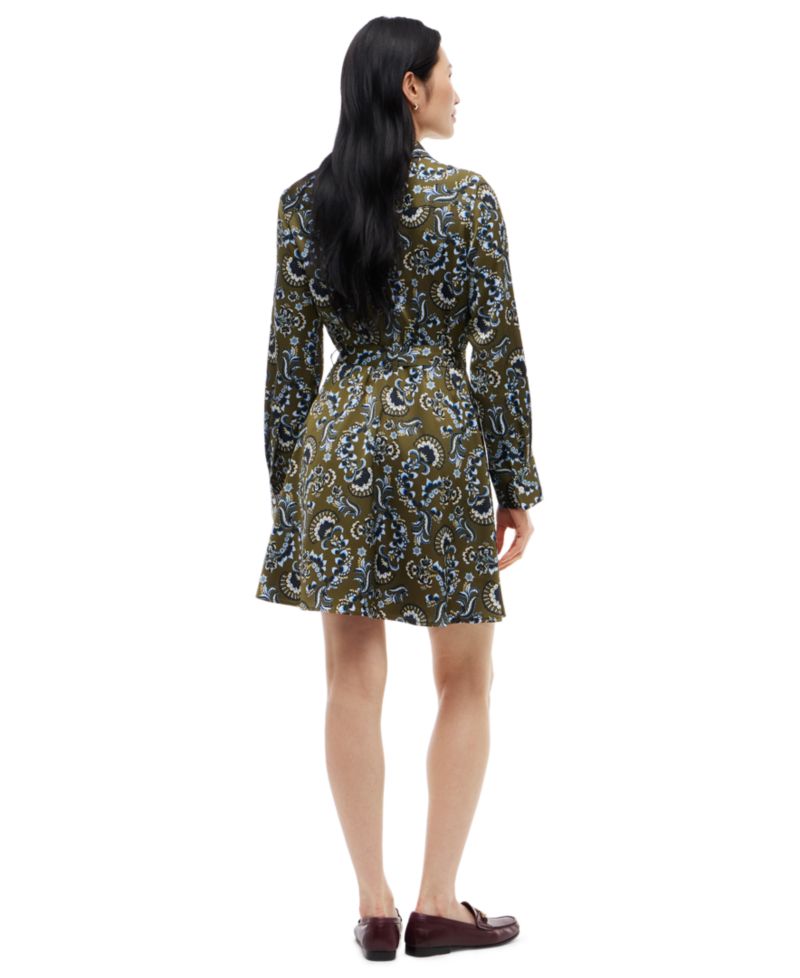 Women's Long-Sleeve Paisley-Print Shirt Dress