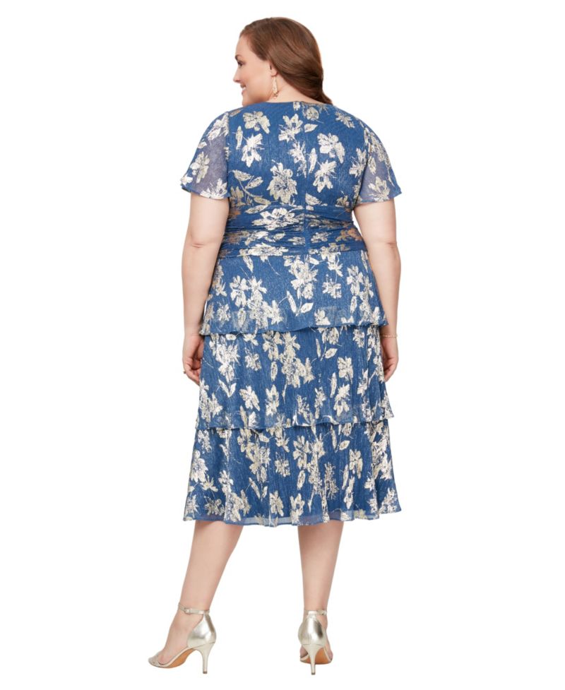 Women's Floral Surplice-Neck Tiered Dress