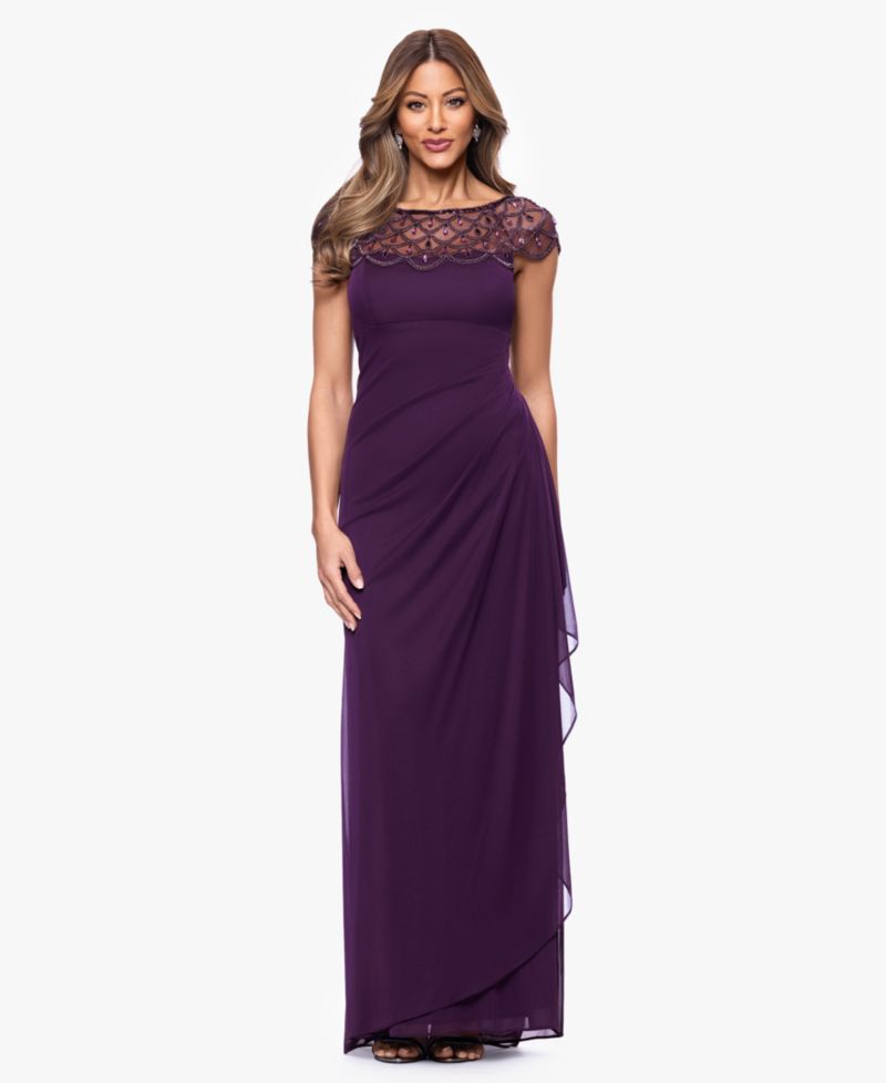 Petite Boat-Neck Long Sheath Dress