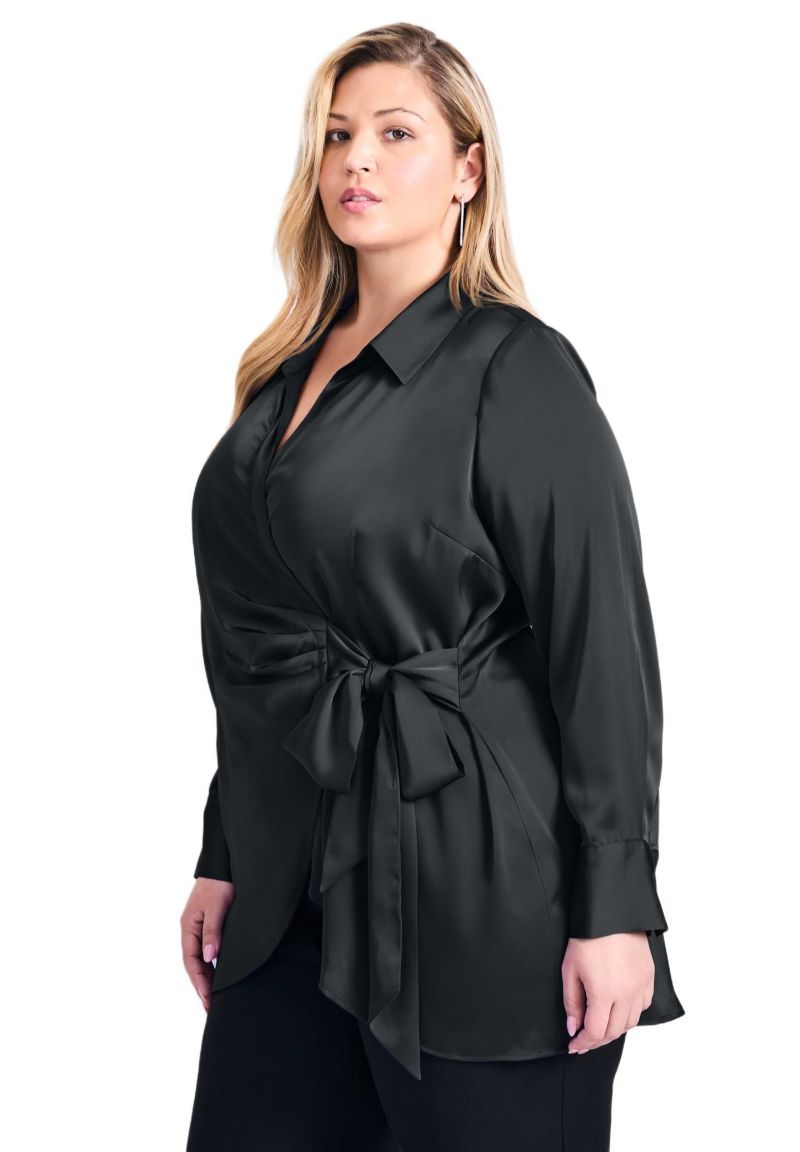 Women's Plus Size Goldi Satin Wrap Blouse