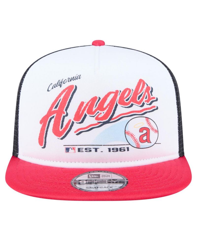 Men's White/Red California Angels Retro Script Trucker 9FIFTY Snapback Hat