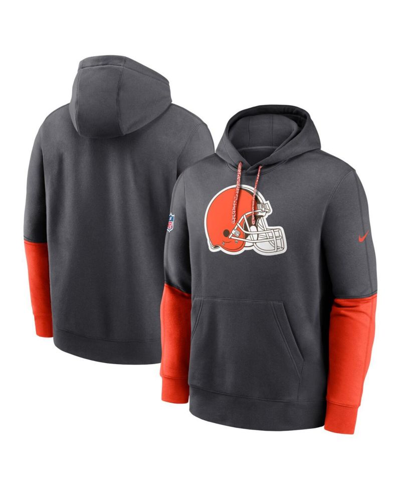 Men's Anthracite Cleveland Browns 2024 Sideline Club Pullover Hoodie