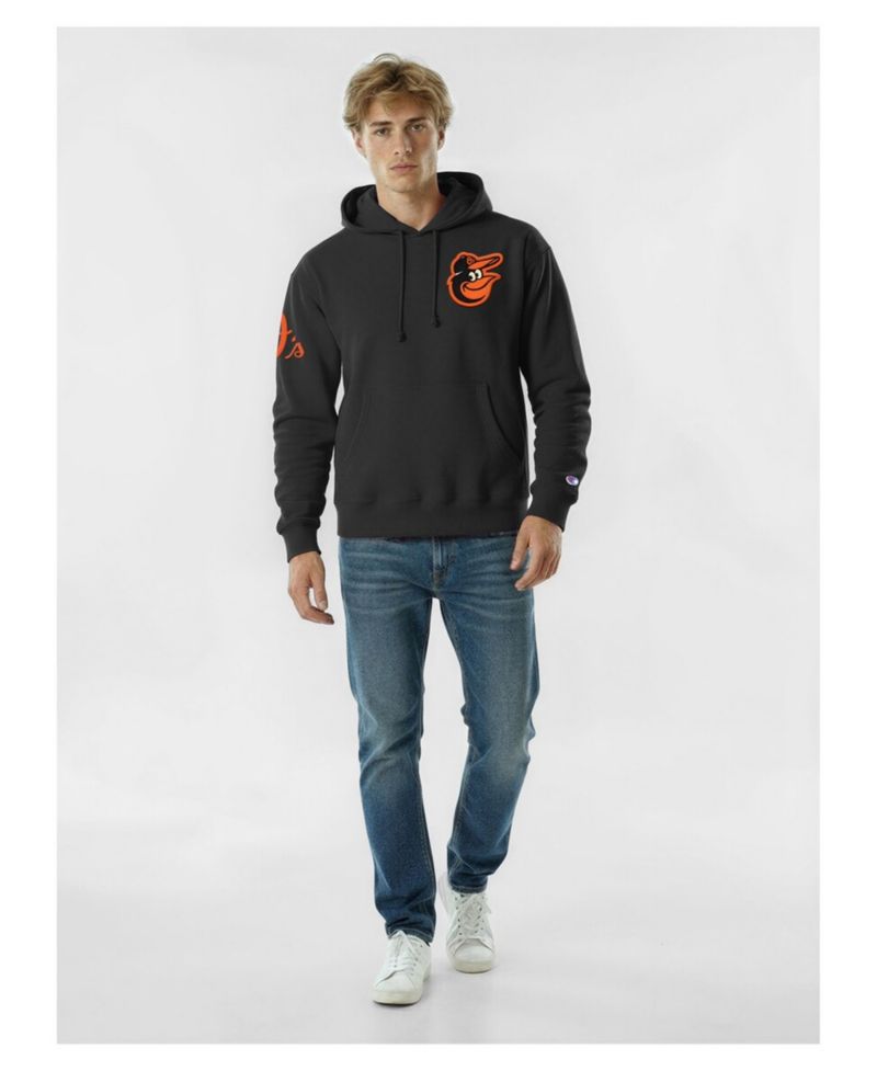 Men's Black Baltimore Orioles Reverse Weave Chenille Hoodie