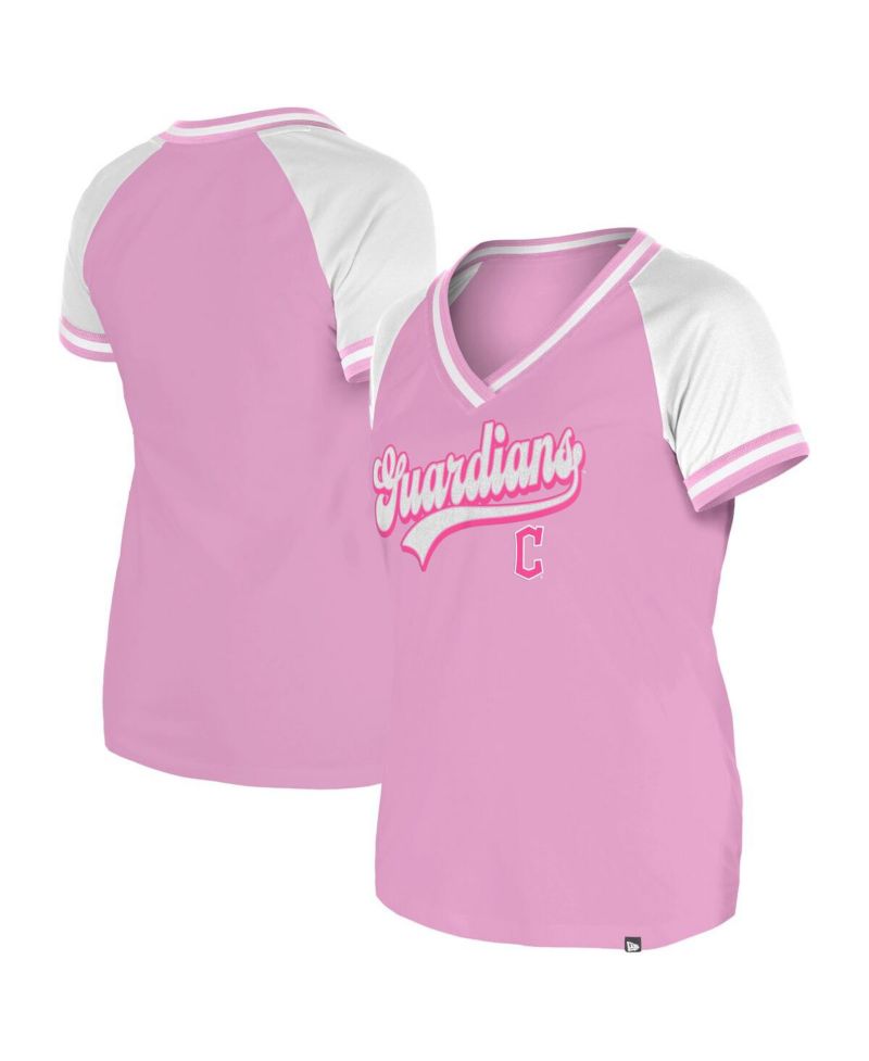 Women's Light Pink Cleveland Guardians Gameday V-Neck T-Shirt