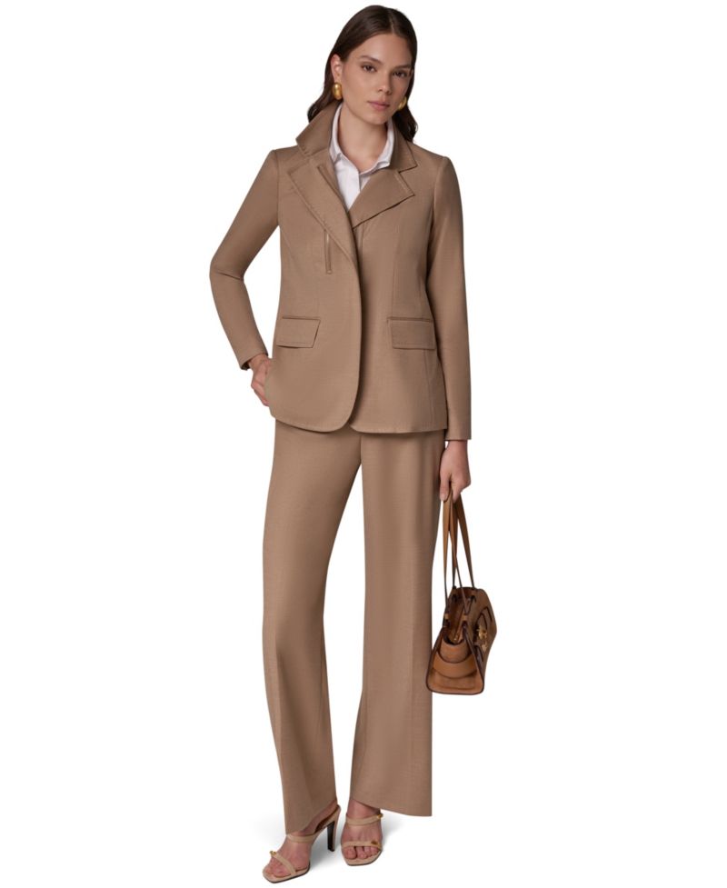 Women's Asymmetrical Zip Shoulder-Padded Blazer