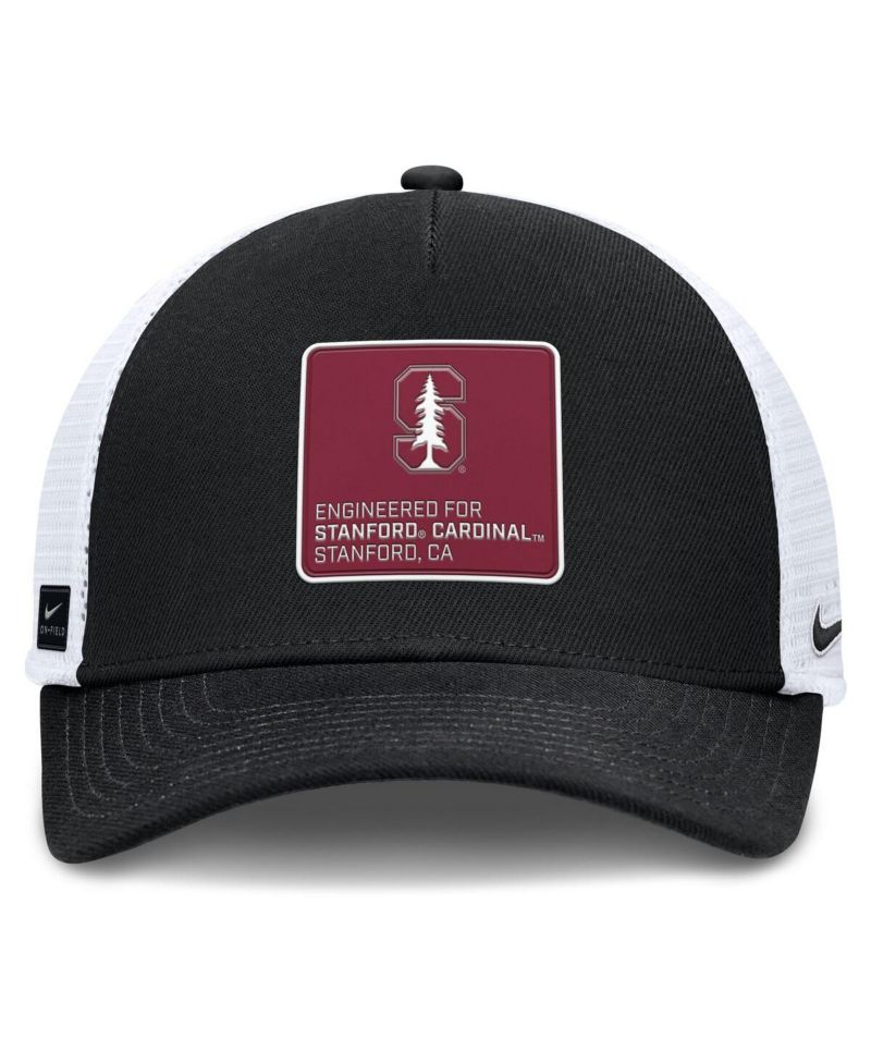Men's Black/White Stanford Cardinal 2025 On-Field Rise Engineered Trucker Adjustable Hat