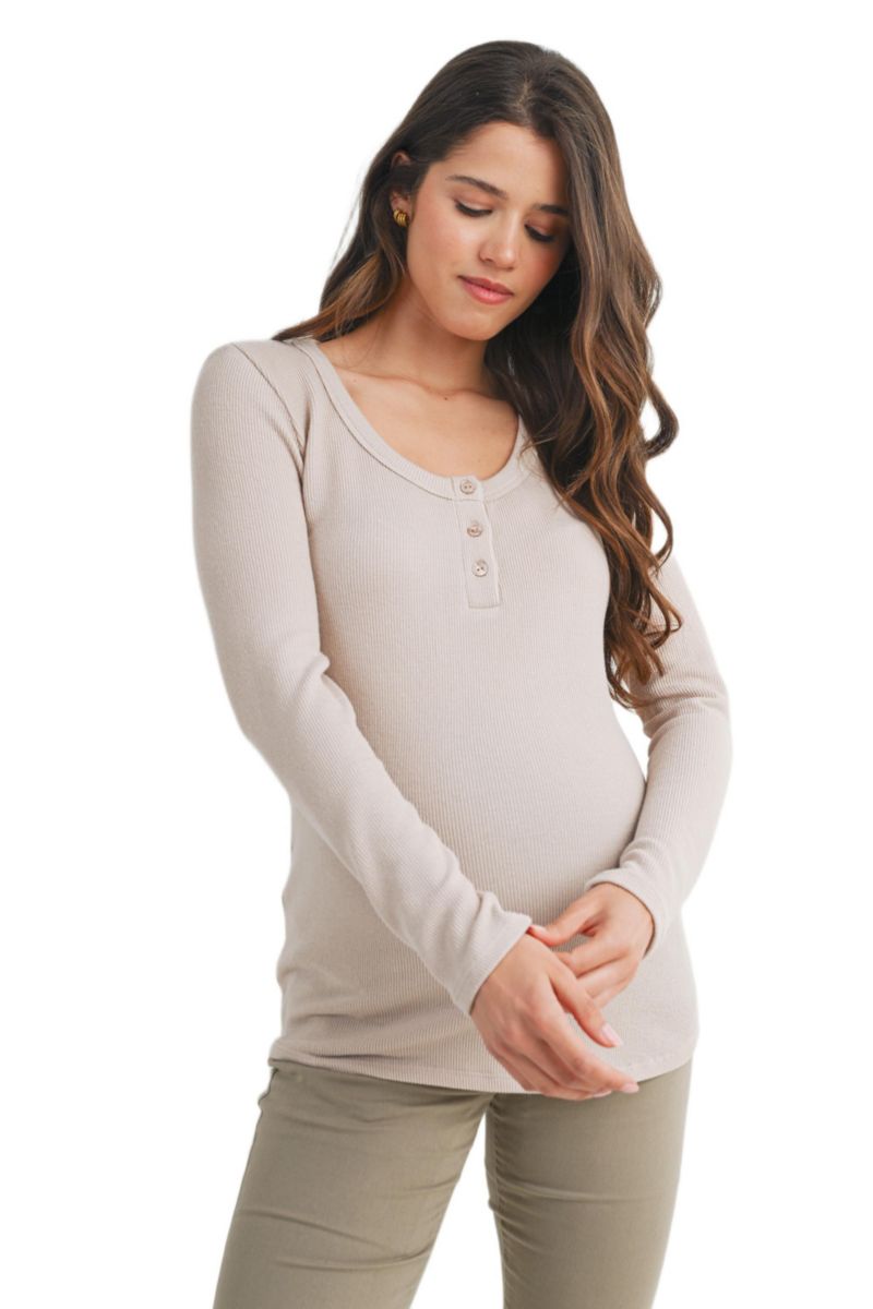 Maternity Henley Long Sleeve Nursing Top