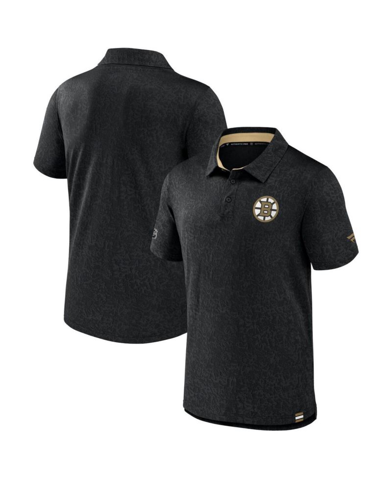Men's Black Boston Bruins Authentic Pro Jacquard Polo