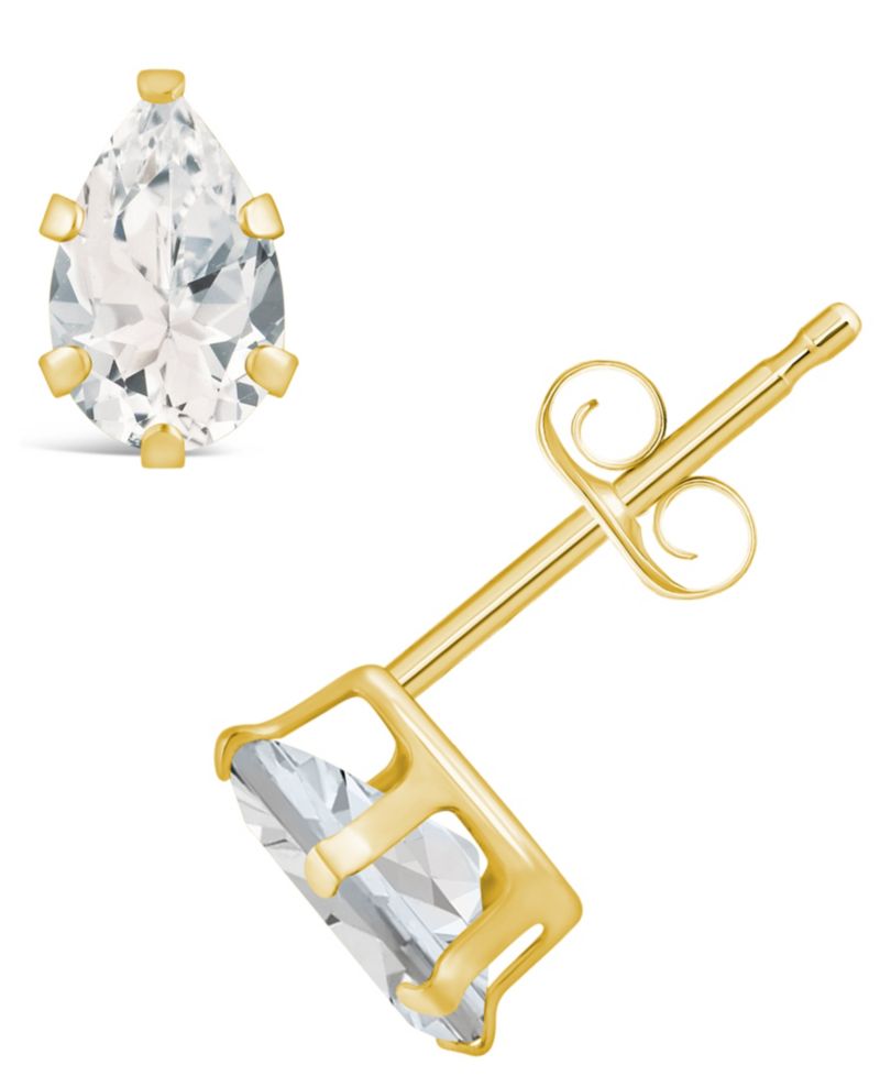 Gemstone Stud Earrings in 10k Yellow Gold