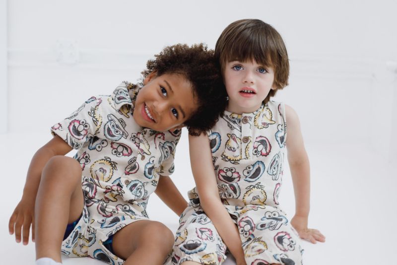 Boys Cotton Gauze Matching Family Short Overalls