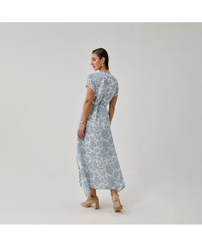 Women's Floral Print Tie Waist Wrap Maxi Dress