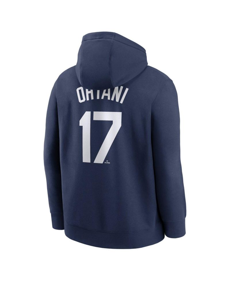 Мужская толстовка Shohei Ohtani Navy Los Angeles Dodgers с именем и номером игрока, флисовый пуловер с капюшоном