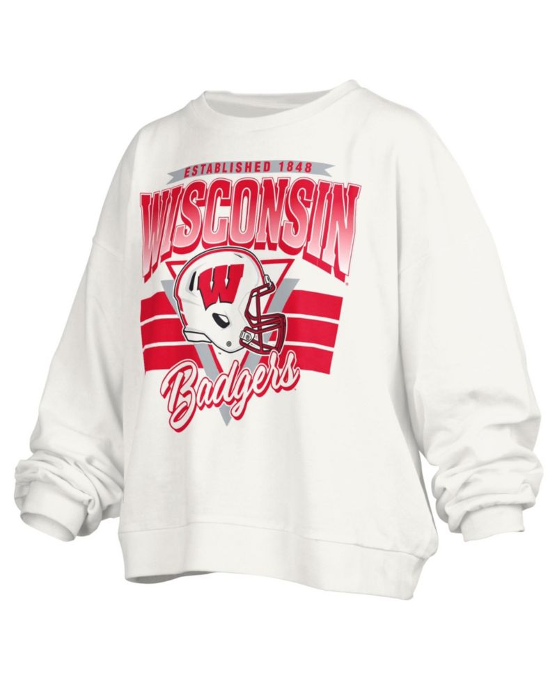 Women's Janice Wisconsin Badgers Retro Oversized Crewneck Sweatshirt