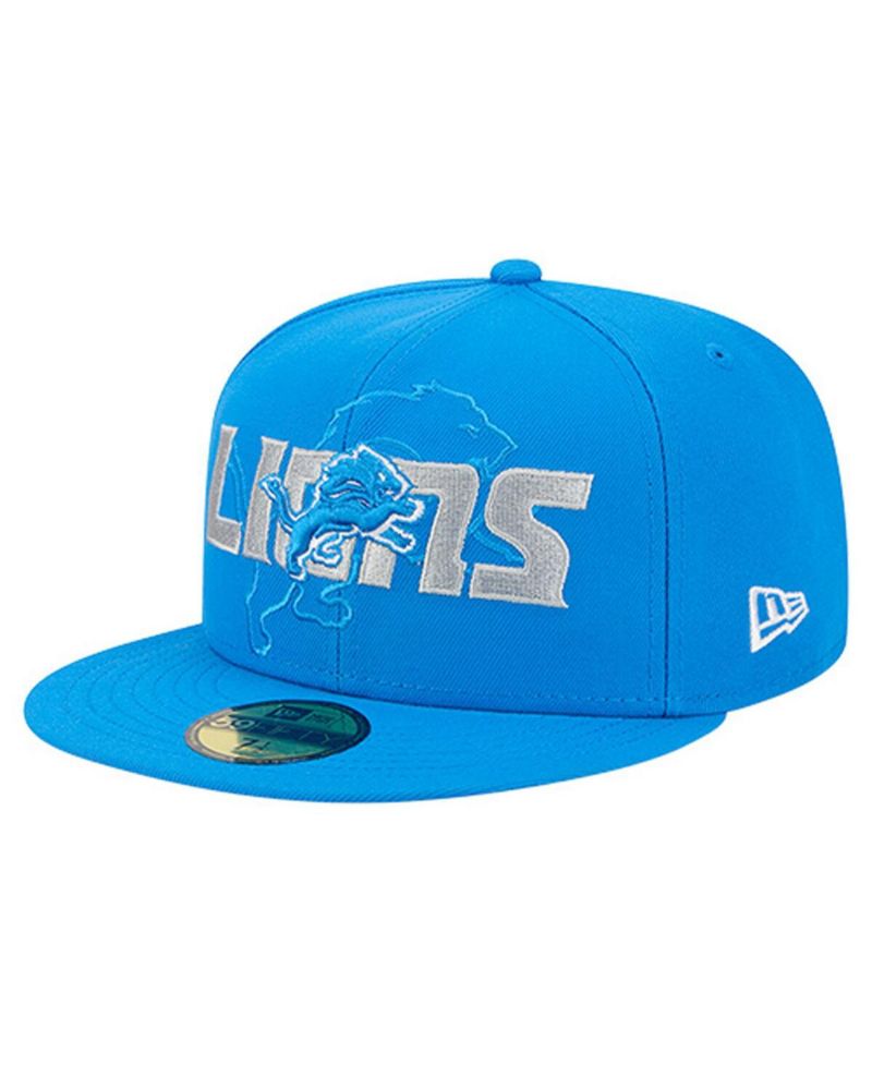 Men's Blue Detroit Lions Overlap Wordmark 59FIFTY Fitted Hat