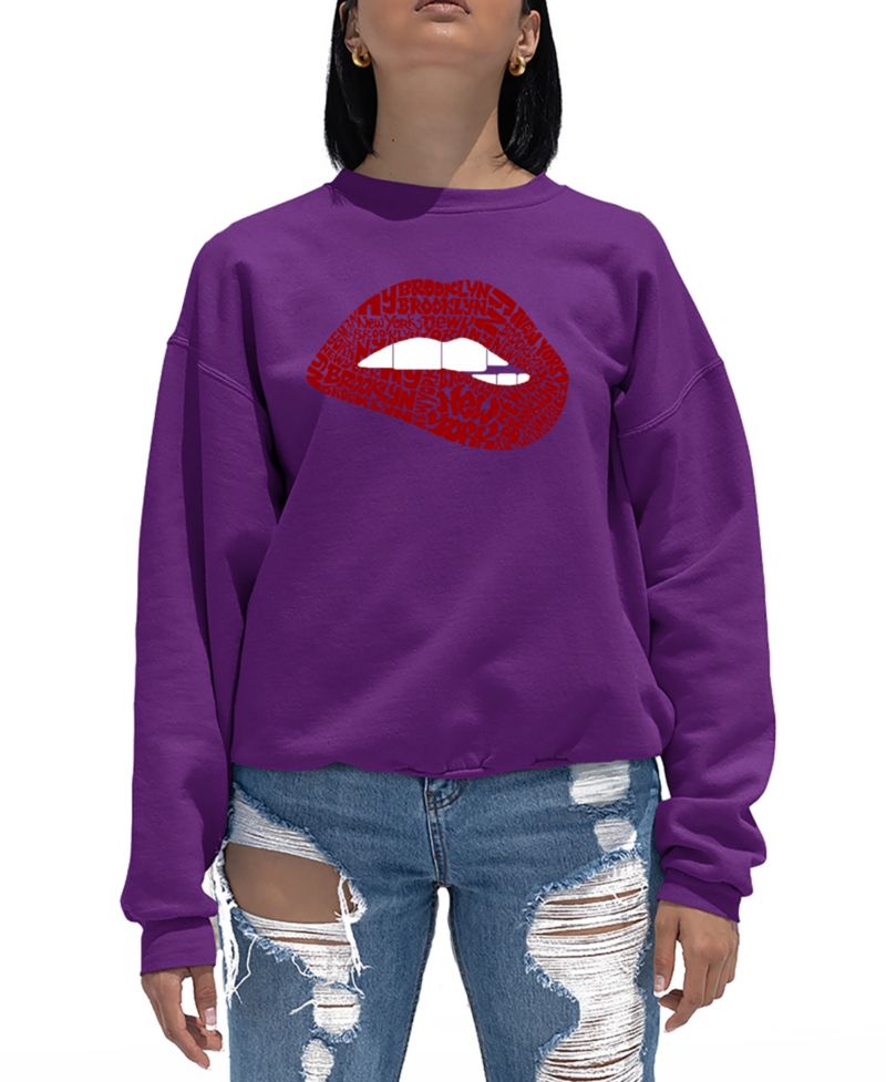 Women's Brooklyn Lips Word Art Crew Neck Sweatshirt