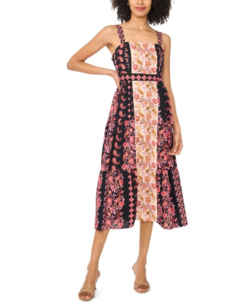 Women's Sleeveless Square Neck Midi Dress