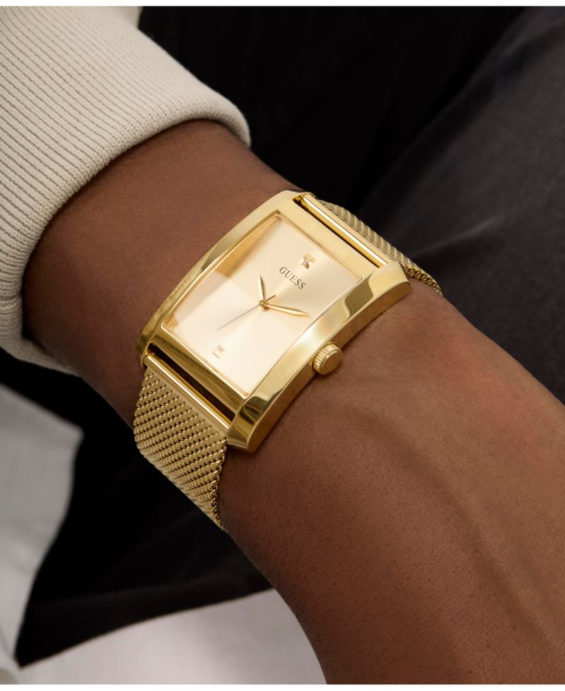 Men's Analog Gold-Tone Steel Mesh Watch, 34mm