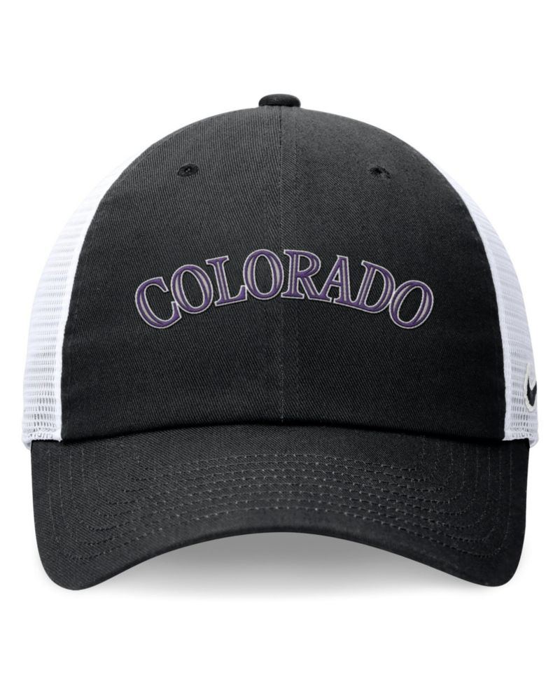 Men's Black Colorado Rockies Wordmark Adjustable Trucker Hat