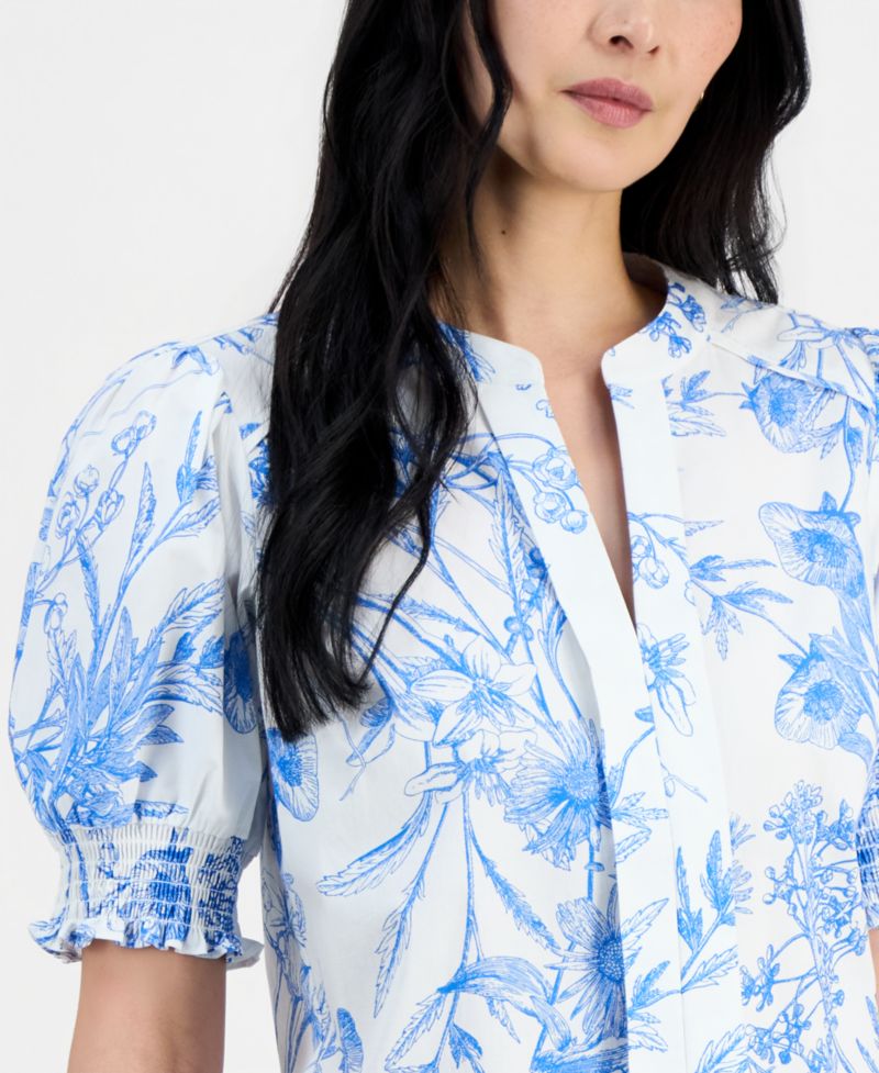Women's Printed Split-Neck Top