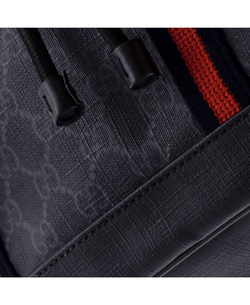 Large Double Pocket Buckle Backpack GG Coated Canvas