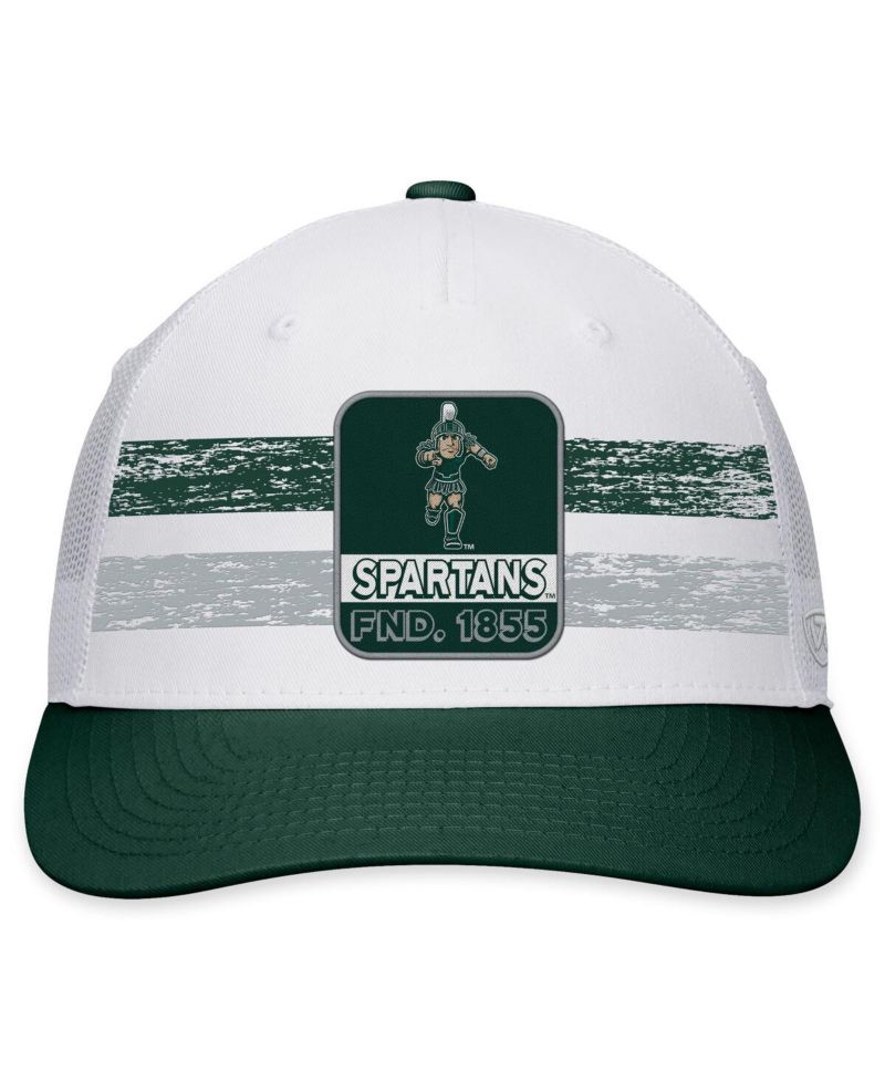 Men's White, Green Michigan State Spartans Retro Fade Snapback Hat