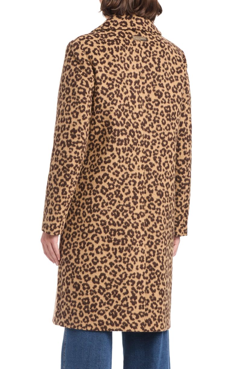 Women’s Single-Breasted Wool-Blend Boyfriend Leopard Coat