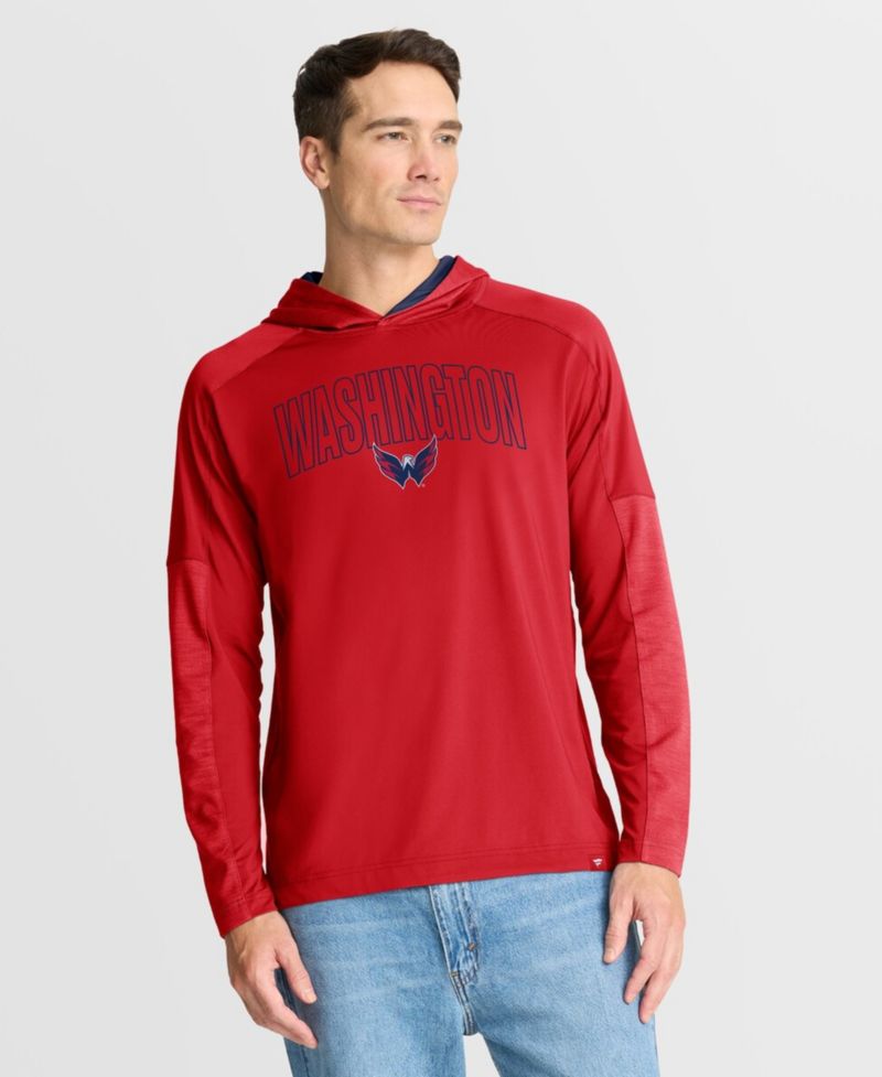 Men's Red Washington Capitals Penalty Shot Long Sleeve Hoodie T-Shirt