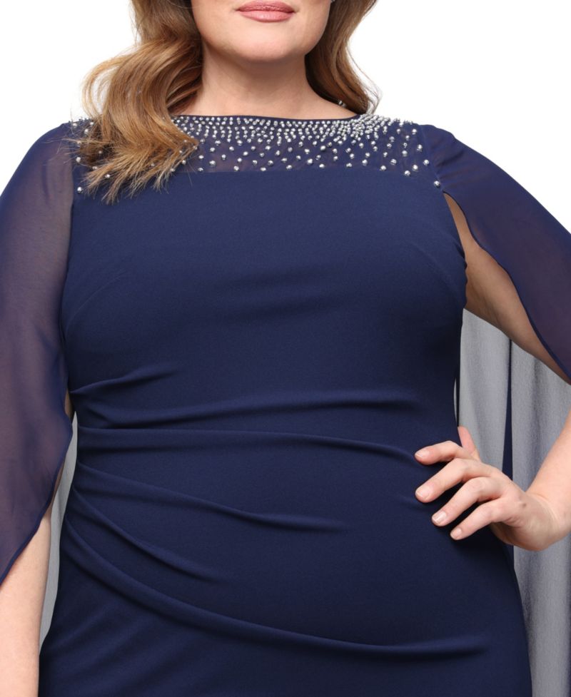 Plus Column Boat Neck Ball Gown