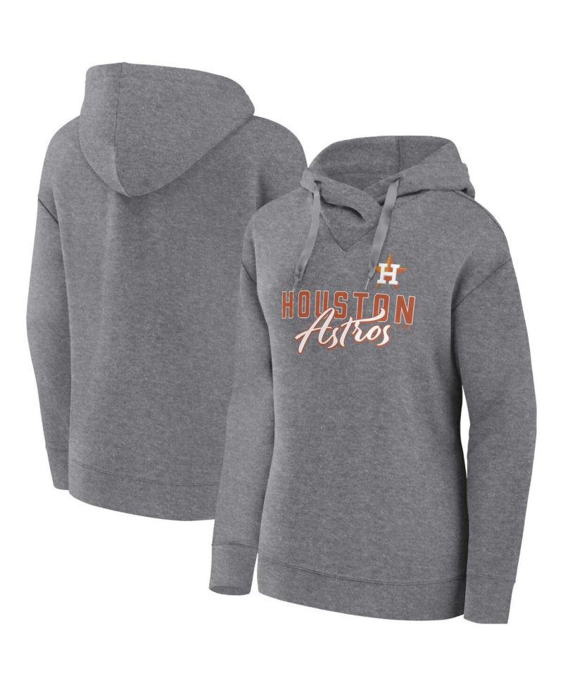 Women's Heather Gray Houston Astros Script Favorite Lightweight Fitted Pullover Hoodie